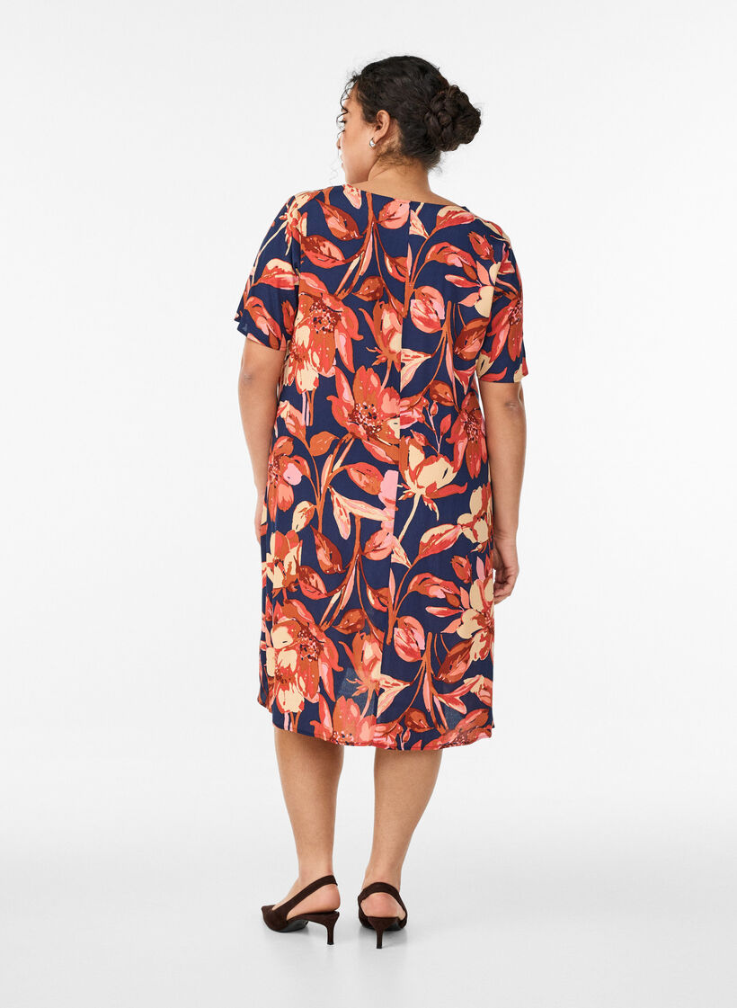 Viskose kjole med A-form, Orange, Model image number 2