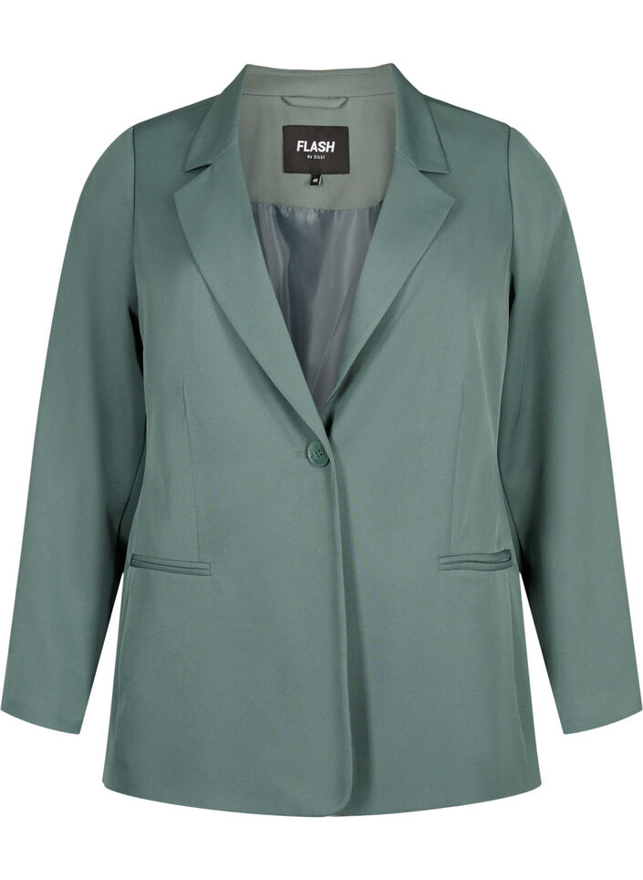 FLASH - Enkel blazer med knap, Grøn, Packshot image number 0
