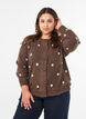 Cardigan med prikket m&oslash;nster, Brun, Model image number 0