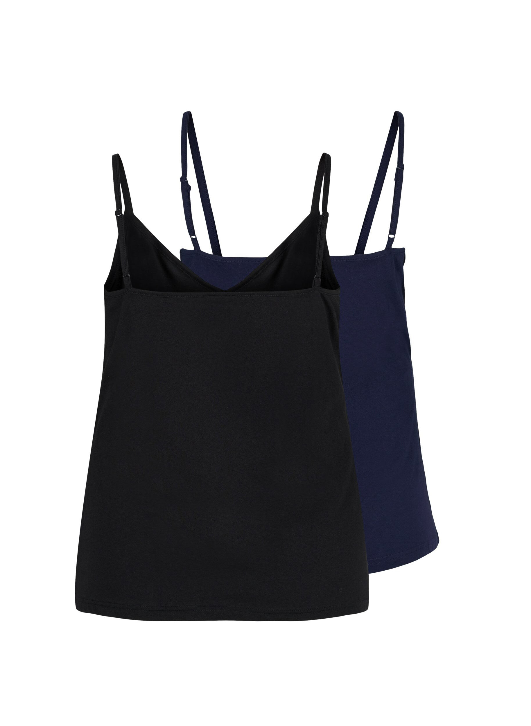 Zizzi 2-pak basis top i bomuld, Black/Navy B, Packshot image number 1