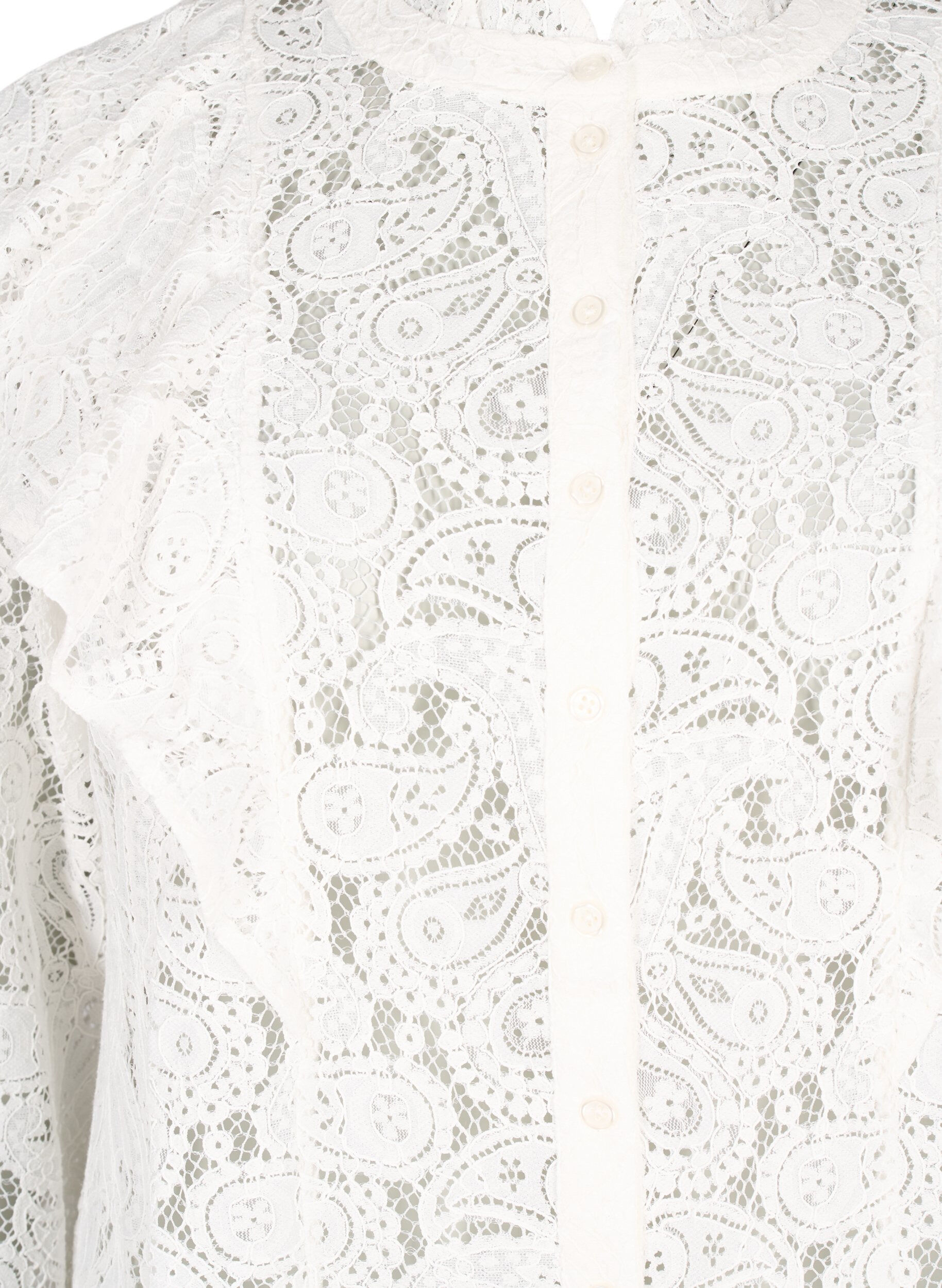 Zizzi Blonde skjortebluse med fl&aelig;sedetaljer, Snow White, Packshot image number 2