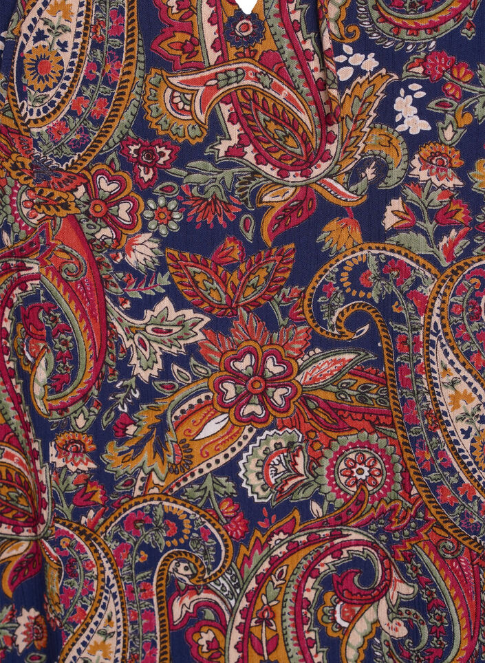 Viskosebluse med paisleyprint og halvlange ærmer, Blå, Packshot image number 2