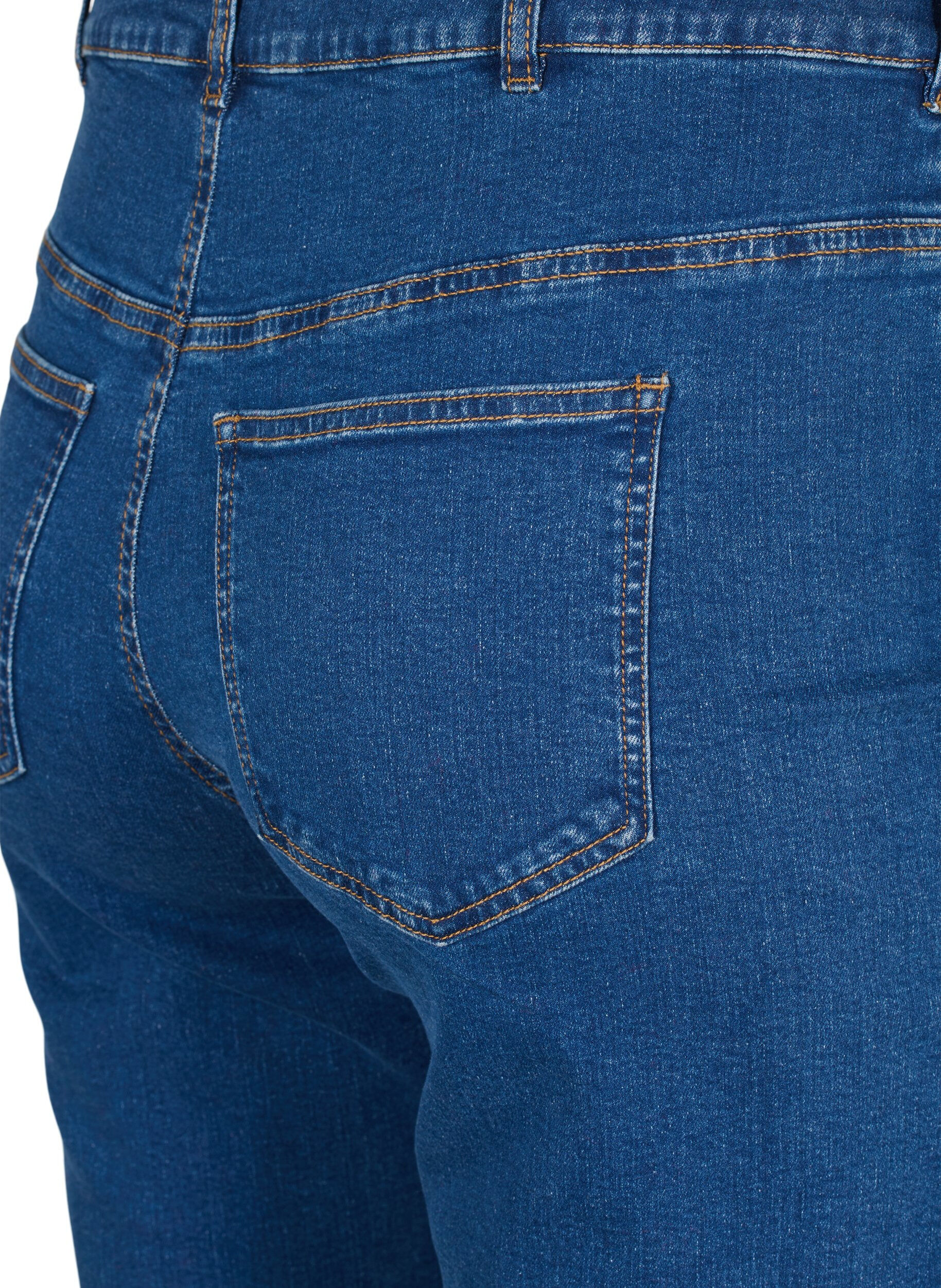 Zizzi H&oslash;jtaljede Gemma jeans med regular fit, Bl&aring;, Packshot image number 3