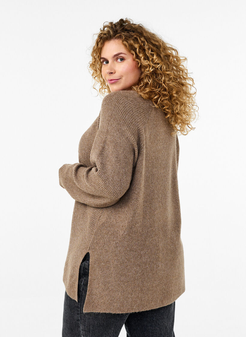 Strikbluse med rund hals, Fossil Mel., Model image number 1