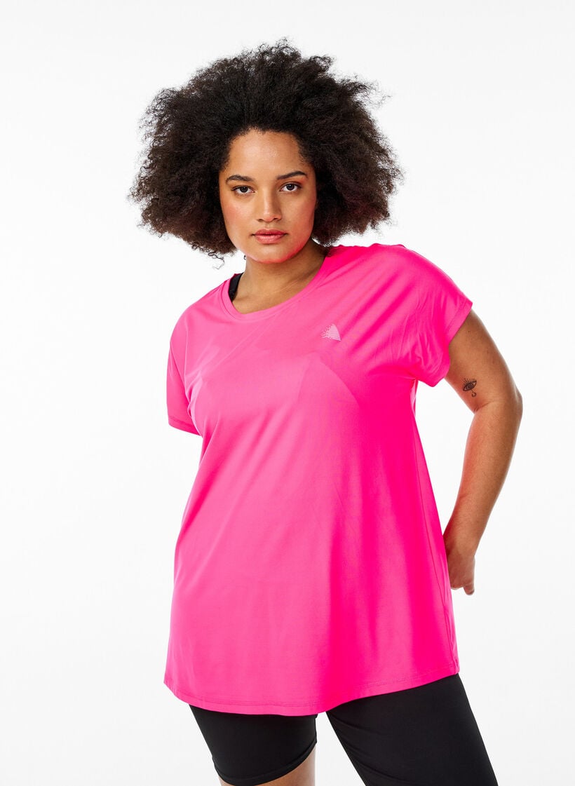 Ensfarvet tr&aelig;nings t-shirt, Lyser&oslash;d, Model image number 0
