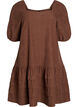 Kort kjole i fløjl med firkantet udskæring, Brun, Packshot image number 0