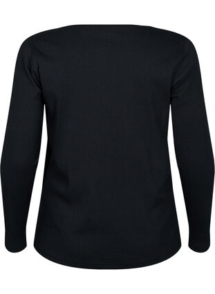 Langærmet t-shirt med asymmetrisk udskæring, Black, Packshot image number 1