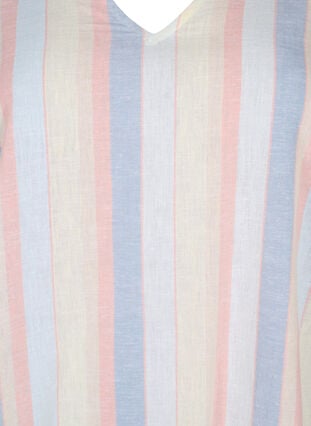 Kort kjole i bomuldsmix med hør, Multi Color Stripe, Packshot image number 2