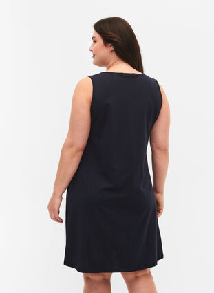 Ærmeløs bomulds kjole med a-shape, Night Sky W. Smile, Model image number 1