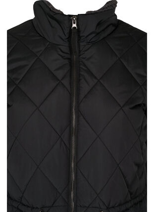 Quiltet jakke med teddy og justerbar talje, Black Comb, Packshot image number 2