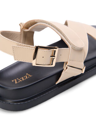 Wide fit sandal i læder med justerbare stropper, Irish Cream, Packshot image number 4