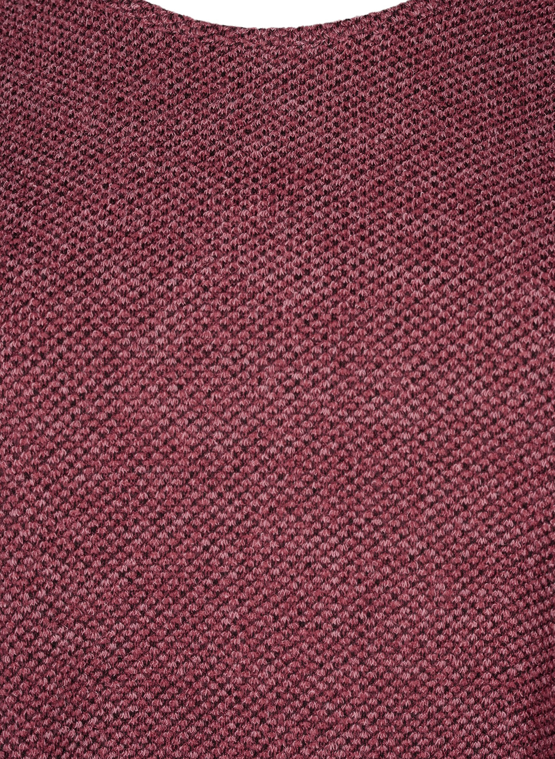 Zizzi Meleret bluse med rund hals og lange &aelig;rmer, Dry Rose, Packshot image number 2