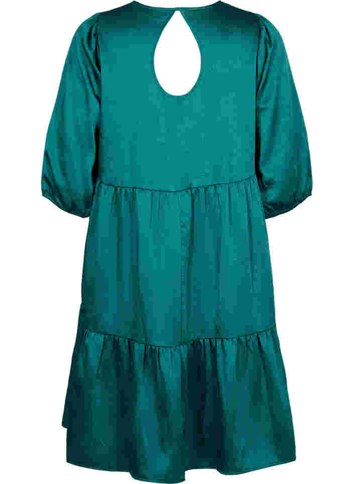 Kjole med rygdetalje og 3/4 ærmer, Evergreen, Packshot image number 1