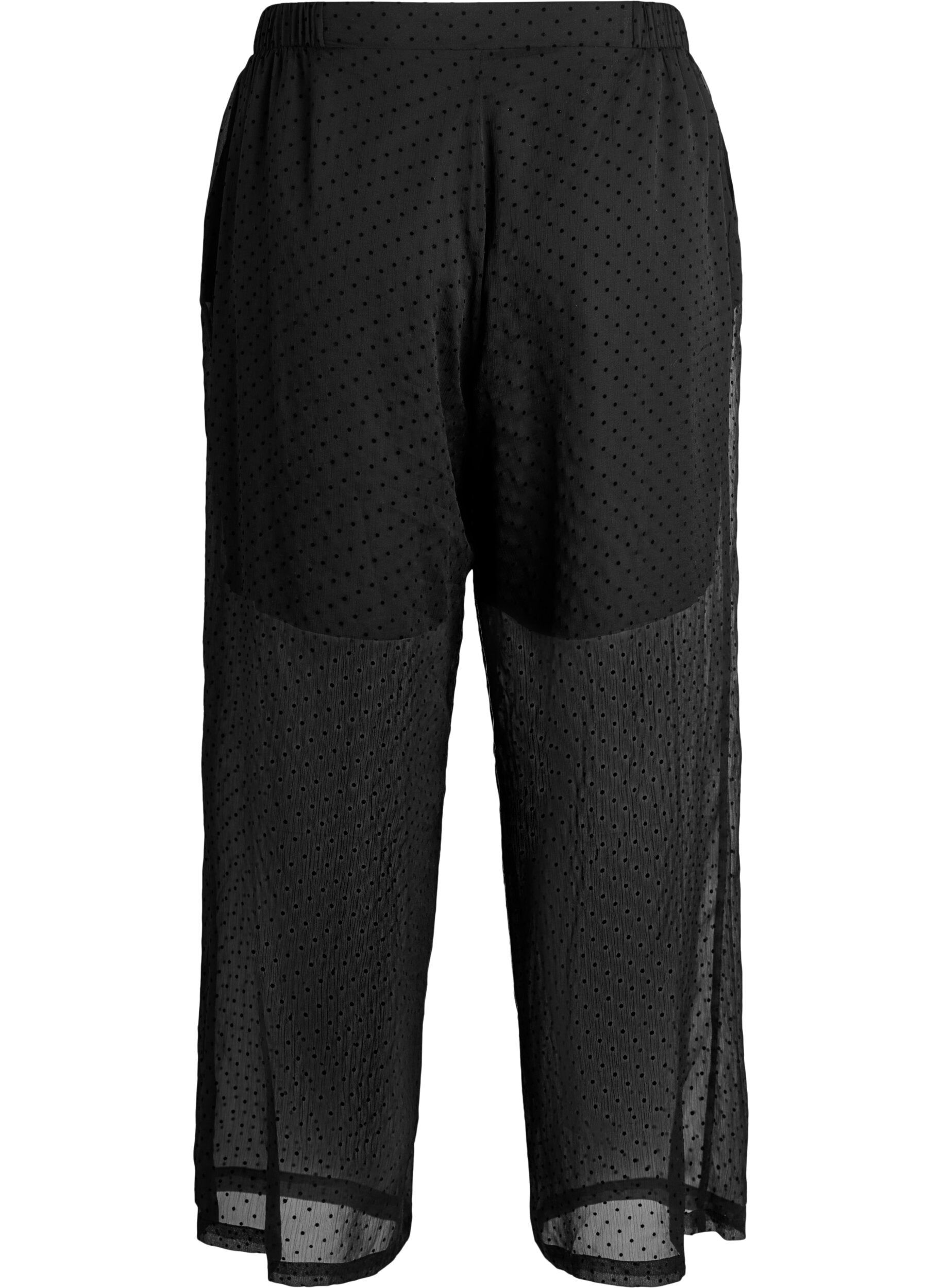 ZizziL&oslash;se chiffonbukser med prikker, Sort, Packshot image number 1