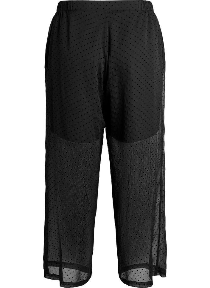 L&oslash;se chiffonbukser med prikker, Sort, Packshot image number 1