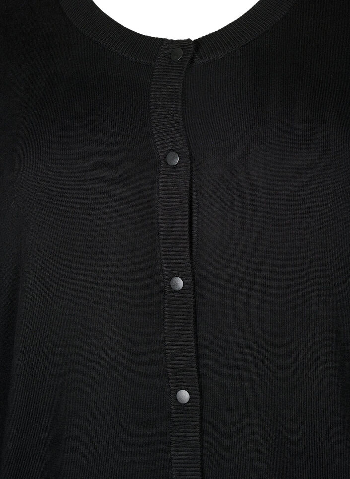 Strikcardigan med rund hals og knapper, Sort, Packshot image number 2