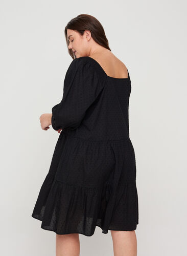 Kjole med 3/4 ærmer og a-form , Black, Model image number 1