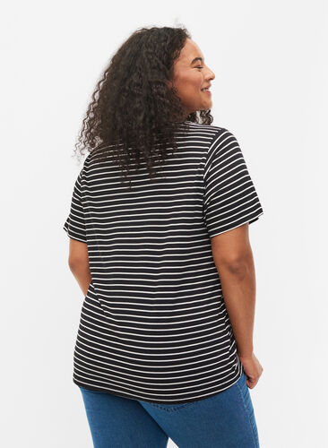 2-pak basis t-shirt i bomuld, Black/Black Stripe, Model image number 1
