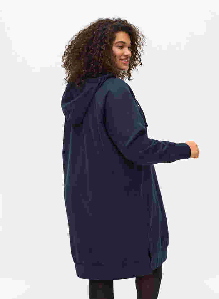 Sweatkjole med hætte og printdetaljer, Navy Blazer PRINT, Model image number 1