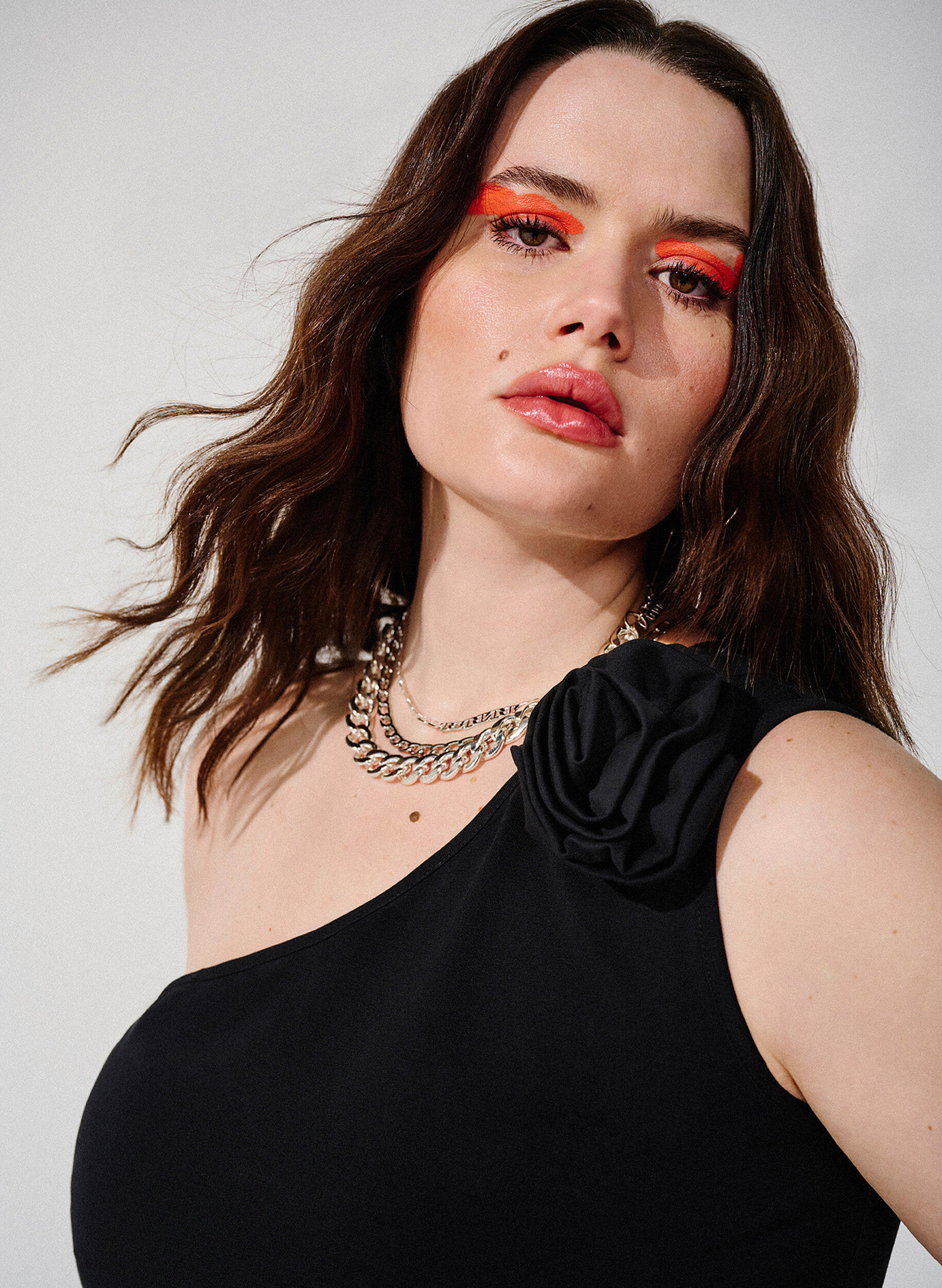 Zizzi One-shoulder top med rose, Black, Image image number 0