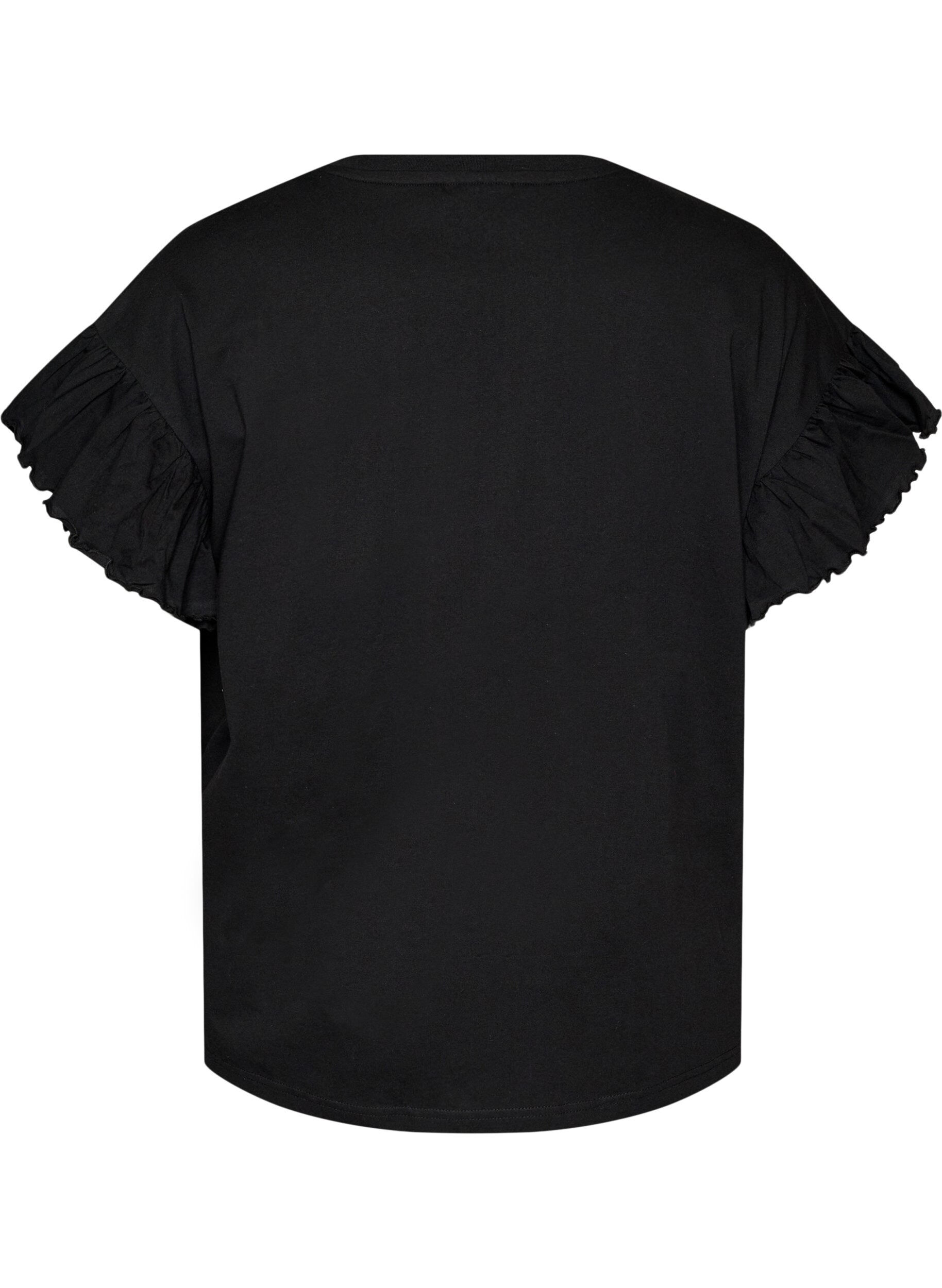 ZizziT-shirt i &oslash;kologisk bomuld med fl&aelig;se&aelig;rmer, Sort, Packshot image number 1