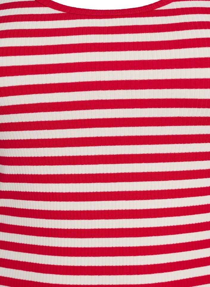 Stribet tanktop med ribstruktur, R&oslash;d, Packshot image number 2