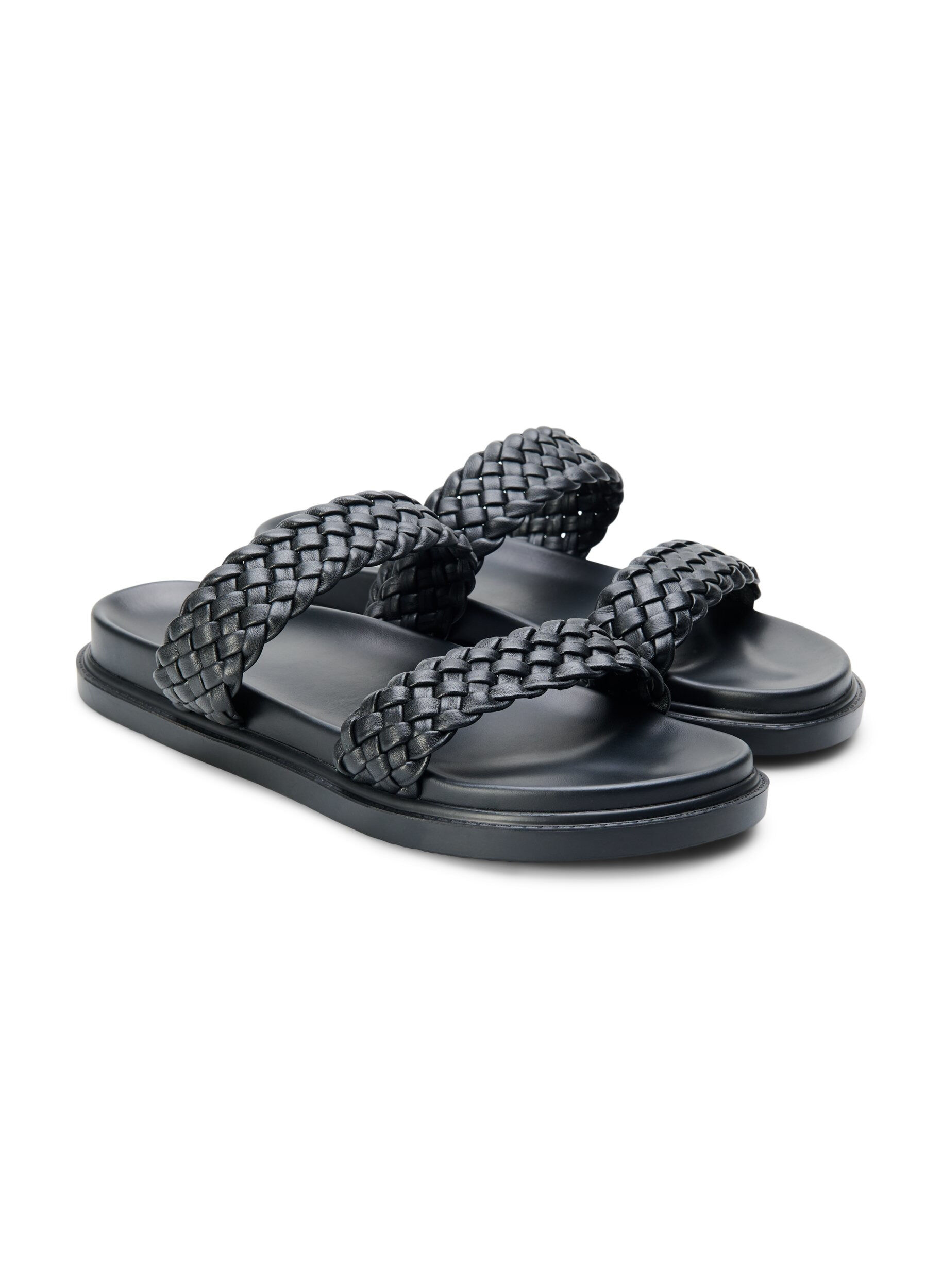 Zizzi Wide fit - Sandal i l&aelig;der, Black, Packshot image number 1