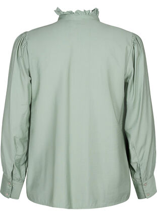 Skjortebluse i viskose med flæser, Green Bay, Packshot image number 1