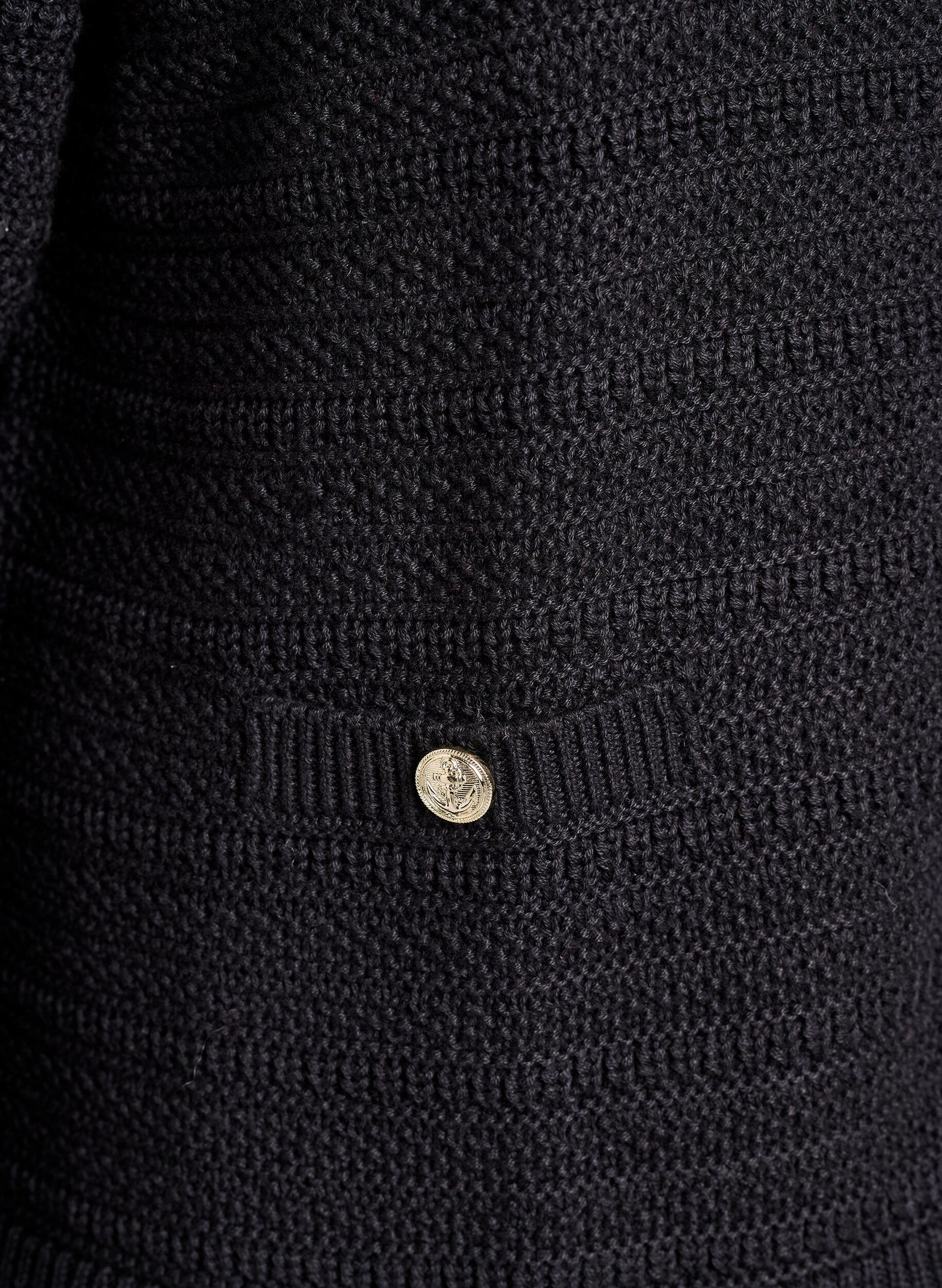 Zizzi Cardigan med strukturstrik og dekorative knapper, Sort, Packshot image number 3