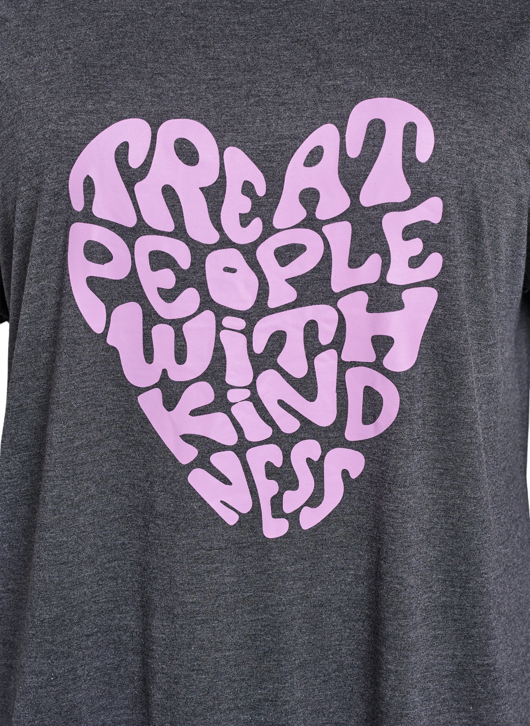 Zizzi Kort&aelig;rmet natkjole med tekstprint, Sort, Packshot image number 2