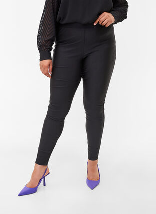 Shiny 7/8 leggings med baglommer, Black, Model image number 0