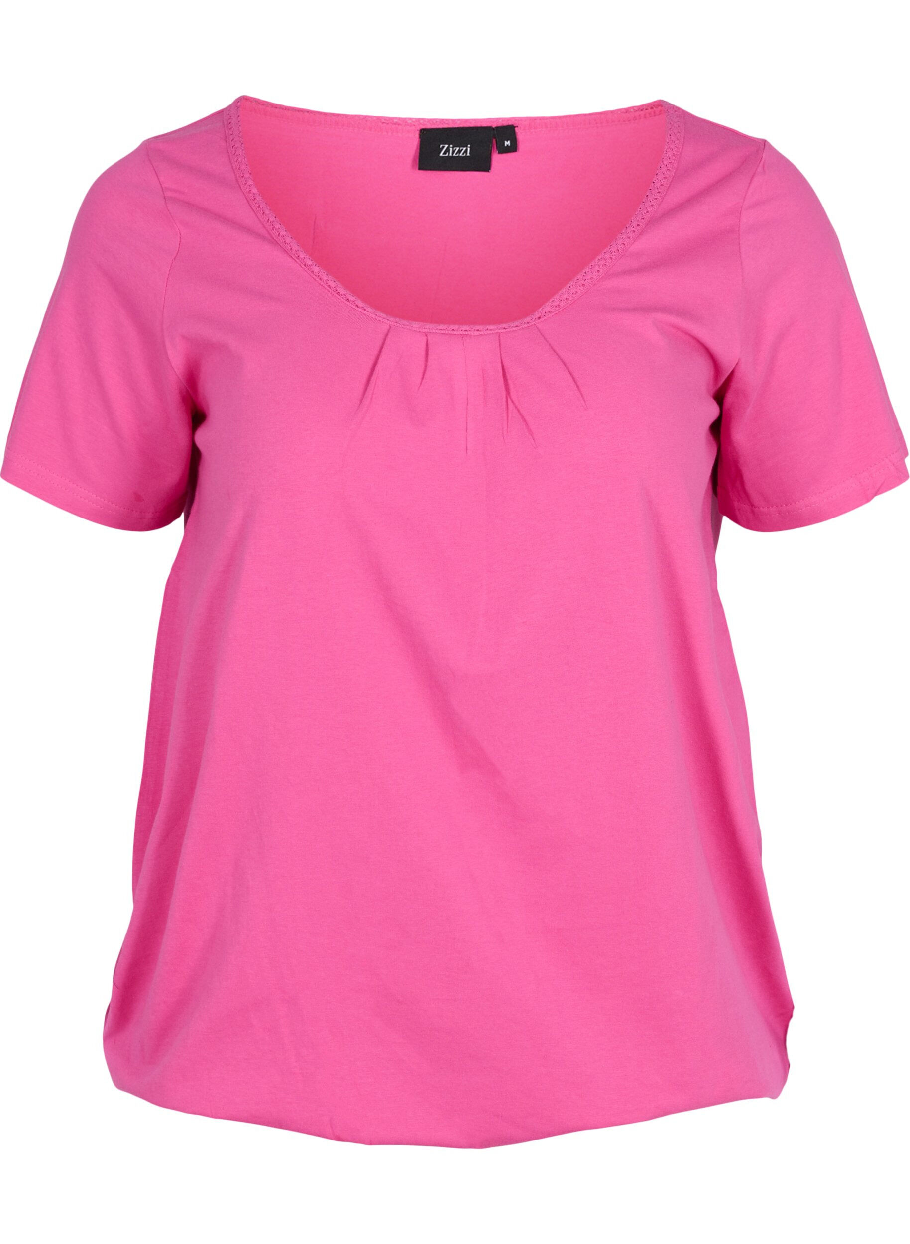 Zizzi Bomulds t-shirt med korte &aelig;rmer, Raspberry Rose, Packshot image number 0