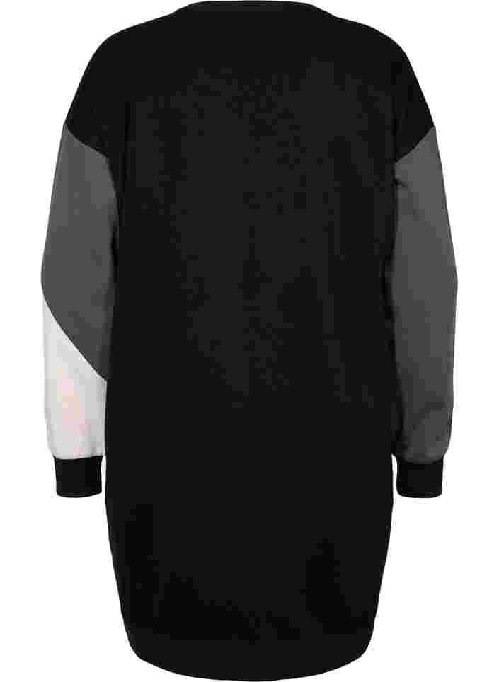 Lang sweatshirt med colorblock, Black Color Block, Packshot image number 1