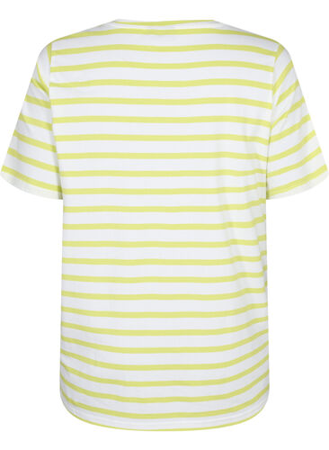Stribet bomulds t-shirt, Wild Lime Stripes, Packshot image number 1