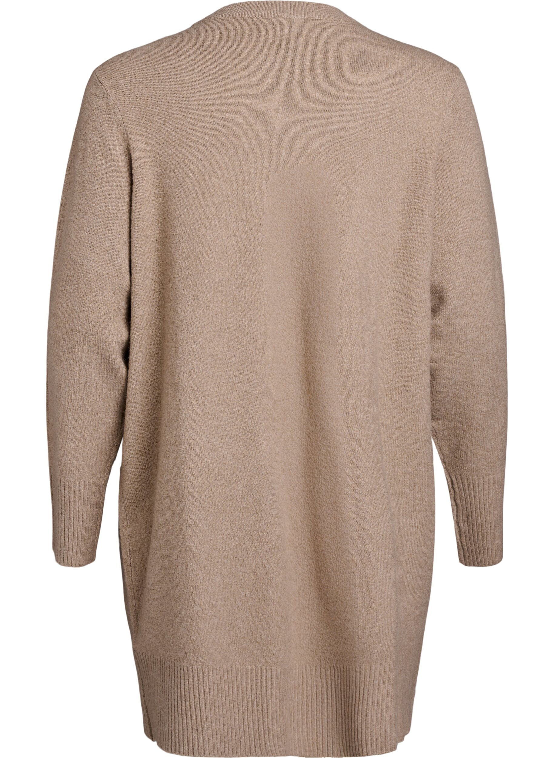 Zizzi Meleret strik cardigan med lommer, Beige, Packshot image number 1
