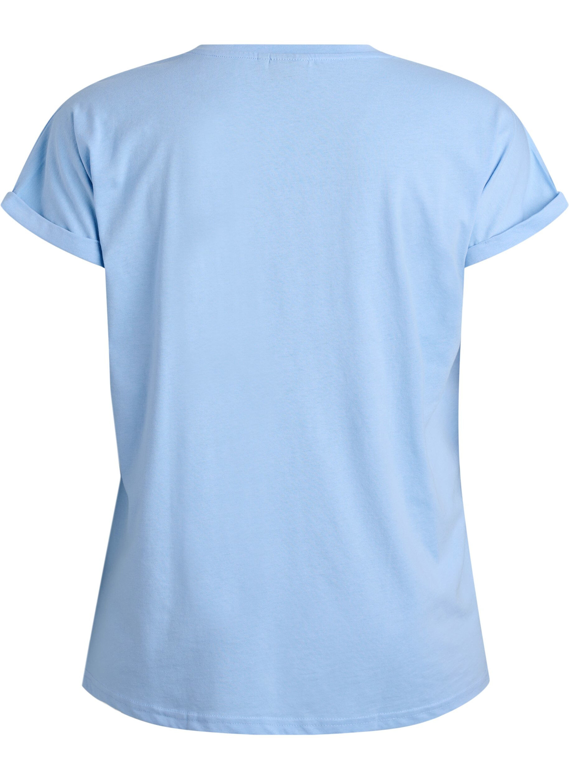ZizziKort&aelig;rmet t-shirt i bomuldsblanding, Bl&aring;, Packshot image number 1