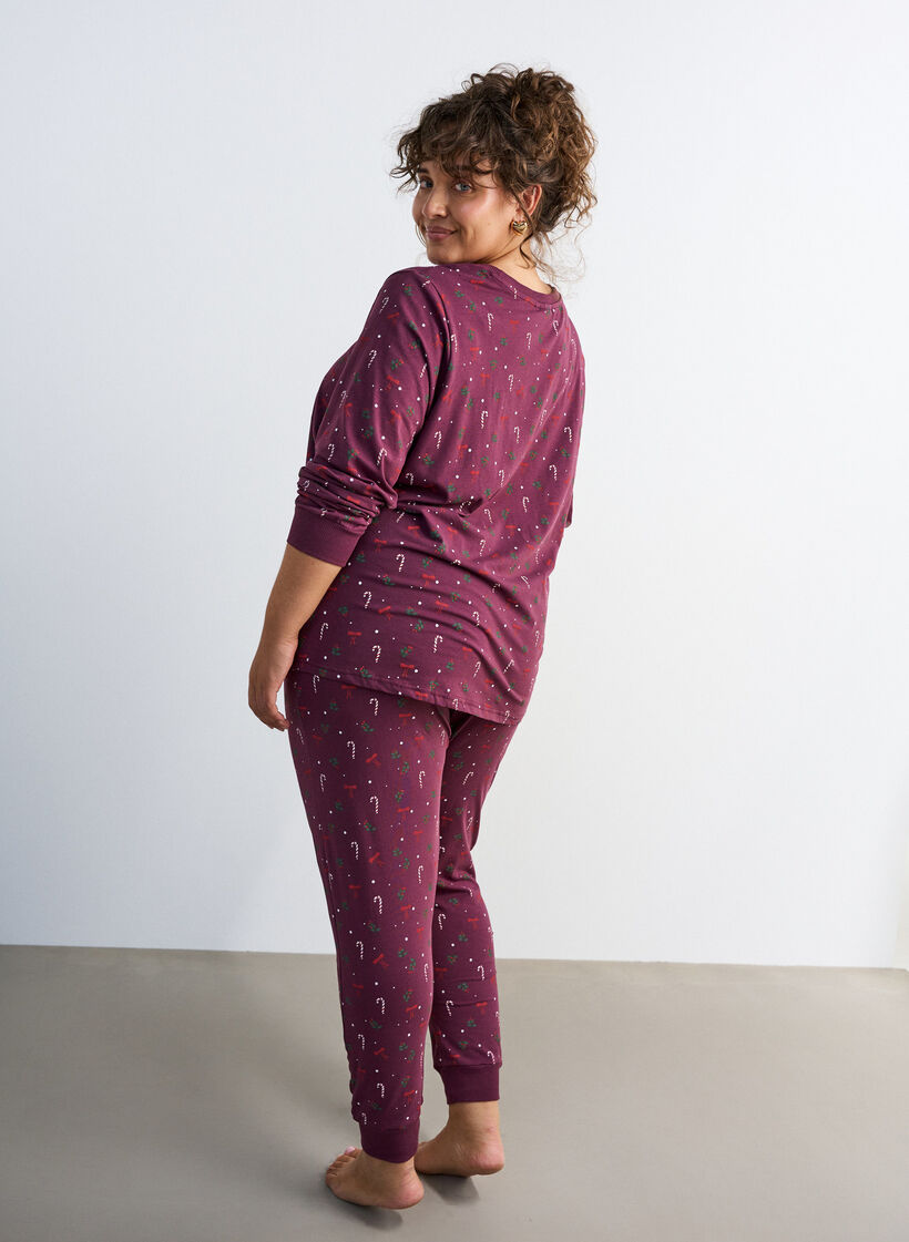 Natbukser med print, M&oslash;rk Bordeaux, Model image number 1
