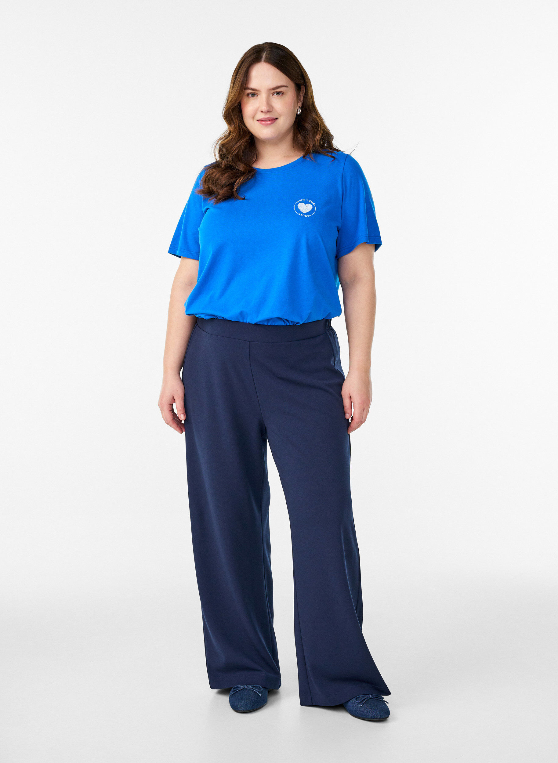 Zizzi FLASH - T-shirt med motiv, Bl&aring;, Model image number 1