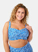 Bikini overdel med vattering og print, Bl&aring;, Model image number 0