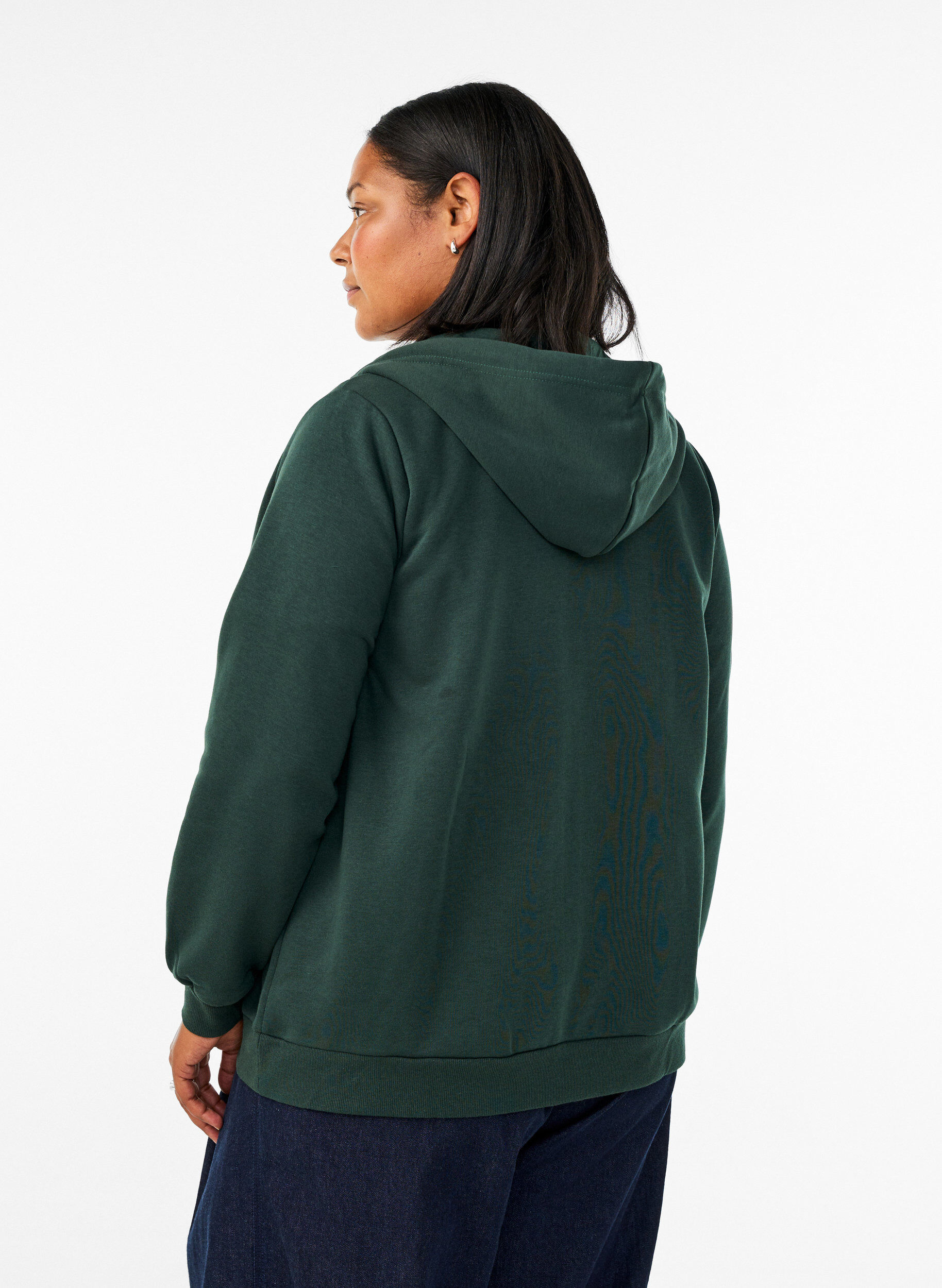 ZizziSweat h&aelig;ttetr&oslash;je med lynl&aring;s og lommer, Gr&oslash;n, Model image number 2