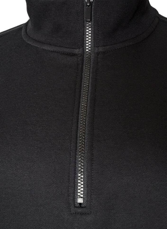 Sweatkjole med h&oslash;j ribkrave og lynl&aring;s , Sort, Packshot image number 2