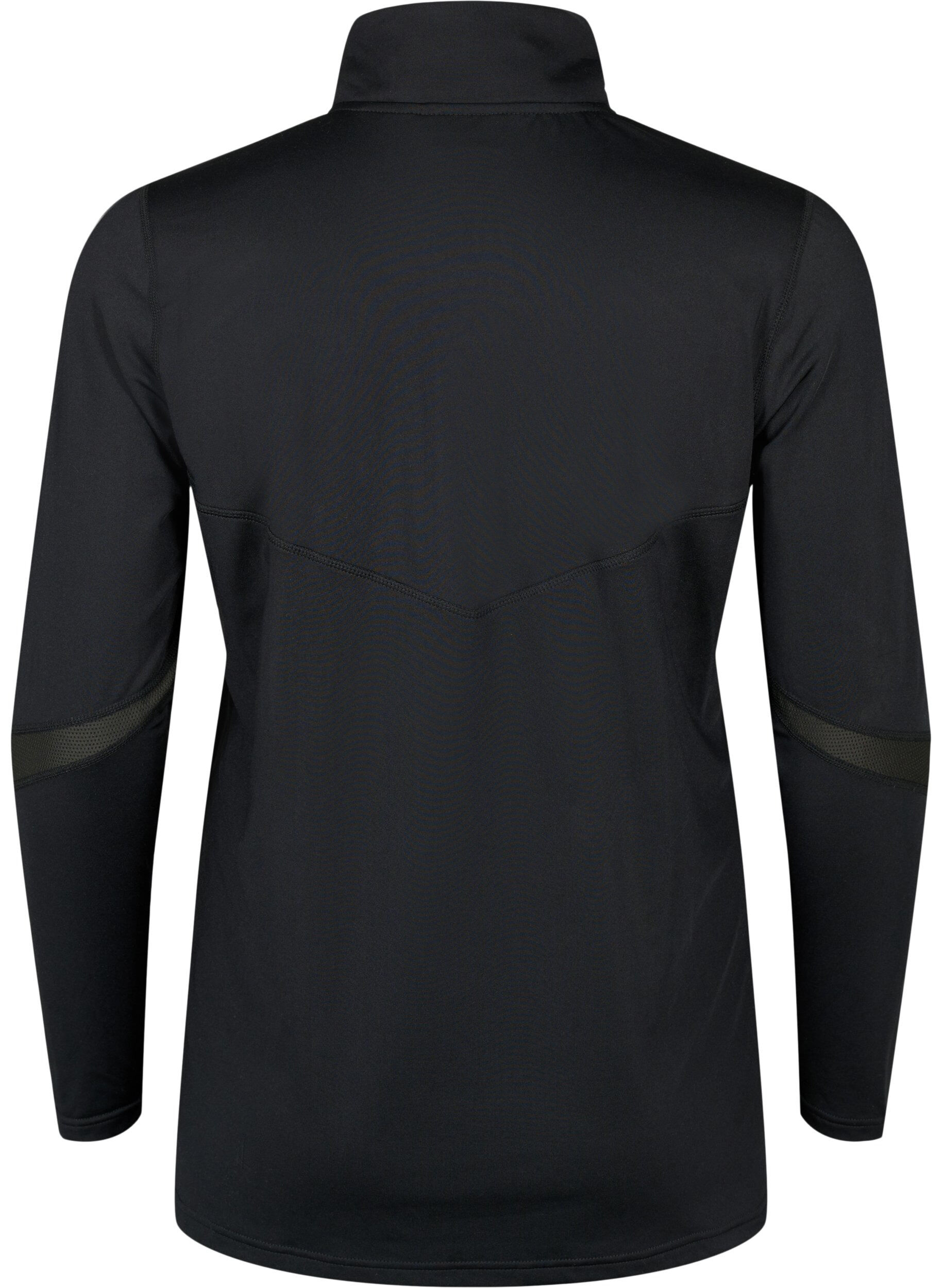 Zizzi Baselayer bluse med lommer og mesh, Black, Packshot image number 1