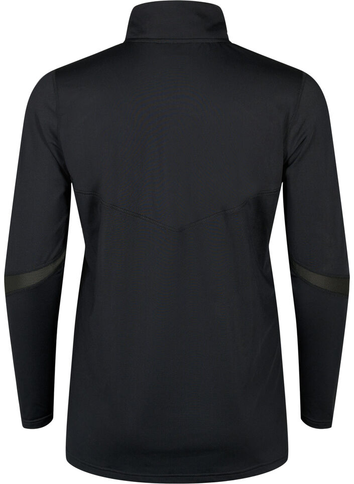 Baselayer bluse med lommer og mesh, Black, Packshot image number 1