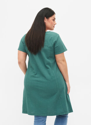 Kortærmet kjole i bomuld, Sea Pine, Model image number 1
