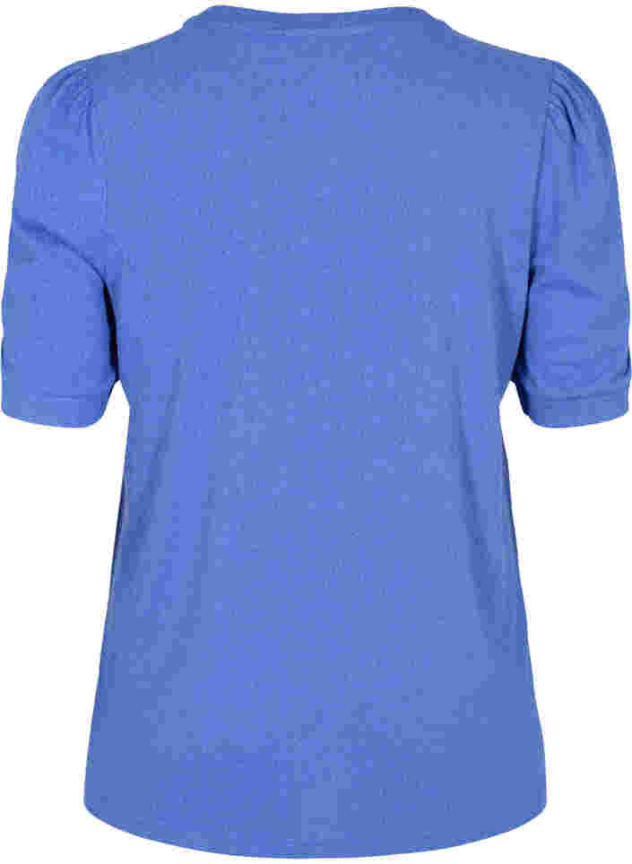 Bluse med korte pufærmer, Dazzling Blue Mel., Packshot image number 1