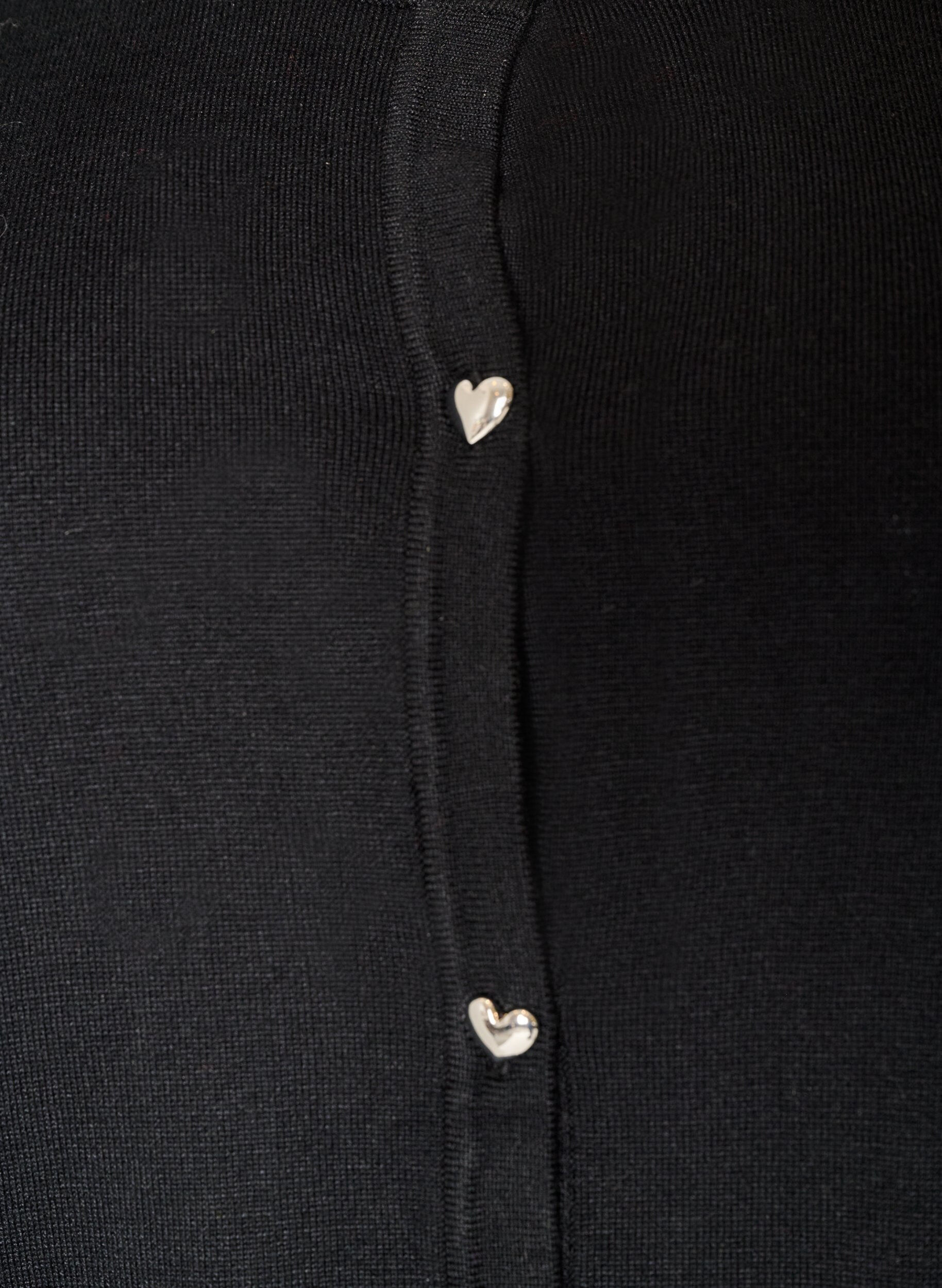 ZizziStrikket cardigan med hjerteknapper og korte &aelig;rmer, Sort, Packshot image number 2