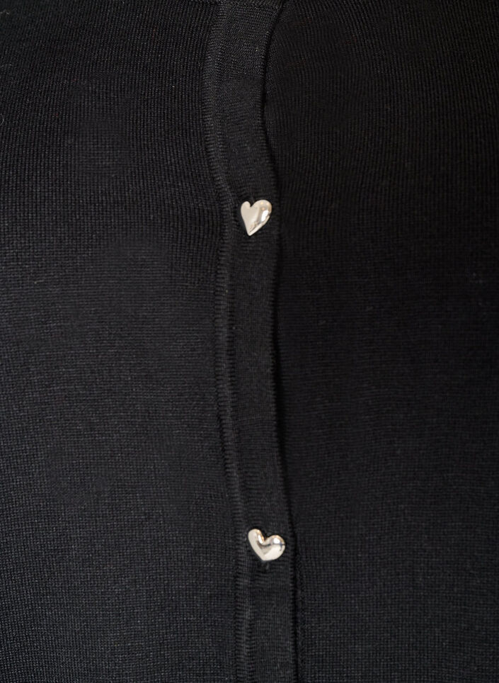 Strikket cardigan med hjerteknapper og korte &aelig;rmer, Sort, Packshot image number 2