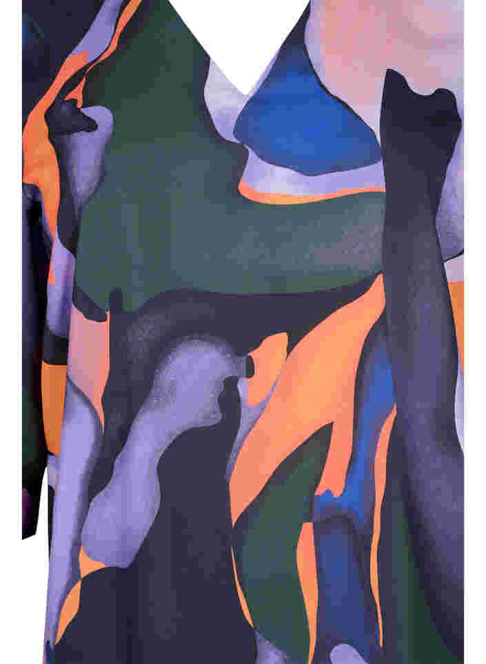 Printet tunika med 3/4 ærmer og v-hals, Big Scale Print, Packshot image number 2