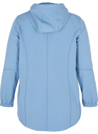 Kort softshell jakke med hætte, Blue Shadow, Packshot image number 1