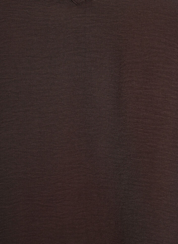 Bluse med smock manchetter og V-udsk&aelig;ring, Brun, Packshot image number 2
